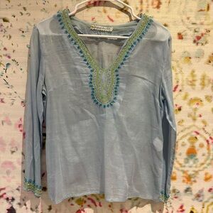 Embroidered Light Blue Women's Top